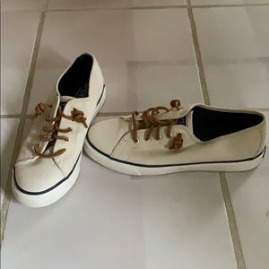 Sperry Top Sider Slip on Sneakers-White/Tan/Navy